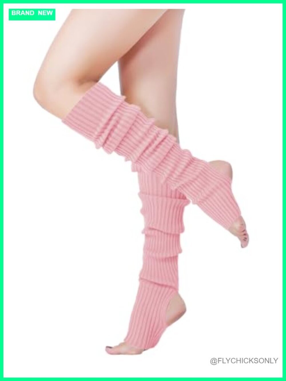 Neon Knit Leg Warmers Stirrup Style for 80s Party Yoga Dance